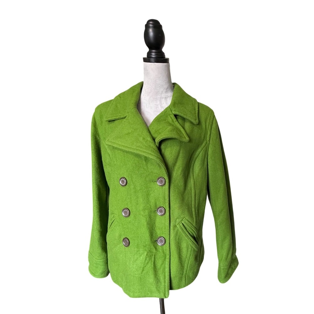 Old Navy Womens Green Wool Blend Double Breasted Pea Coat Jacket Large
